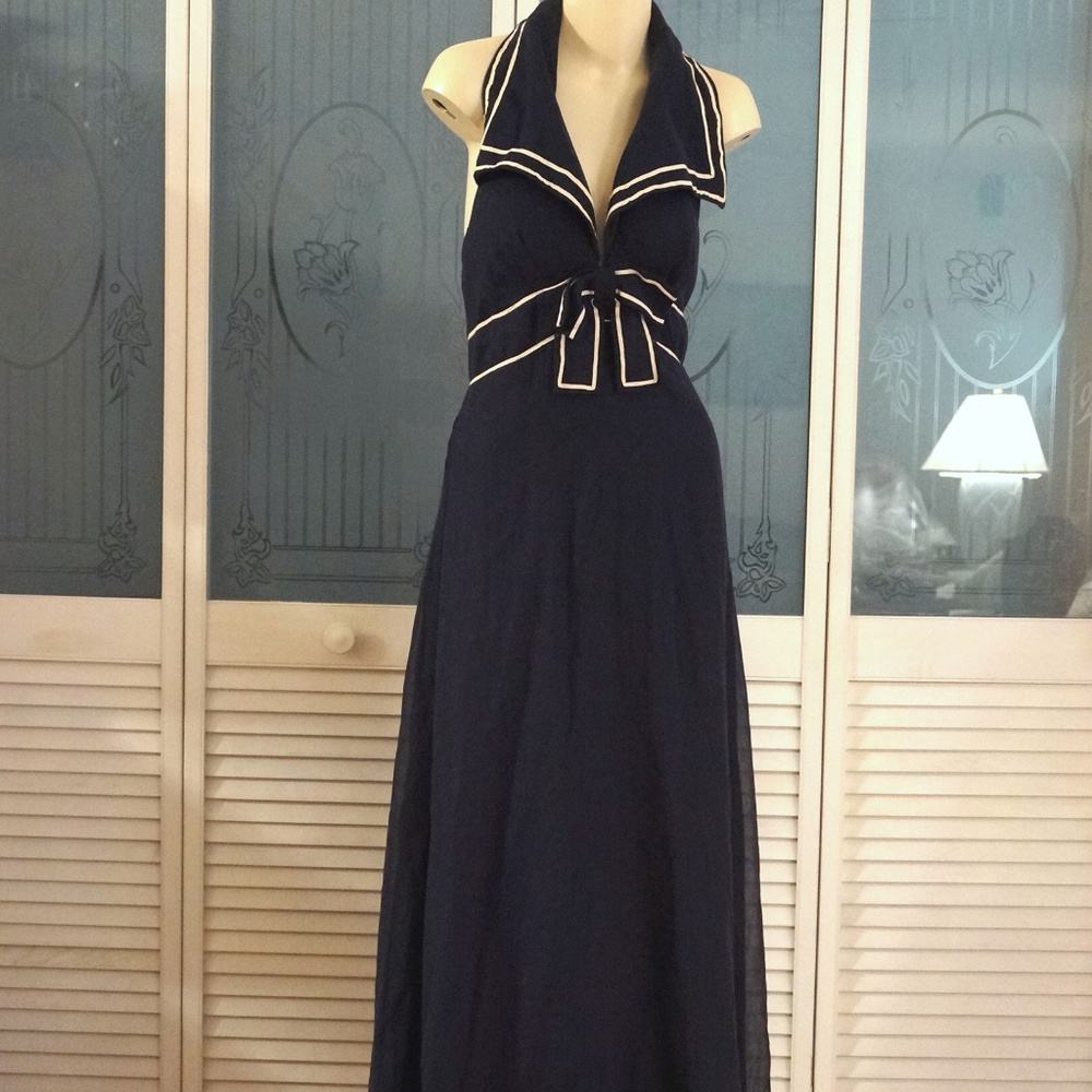SOLD Vintage Miss Elliette Sailor Halter Dress - Picture 1 of 3